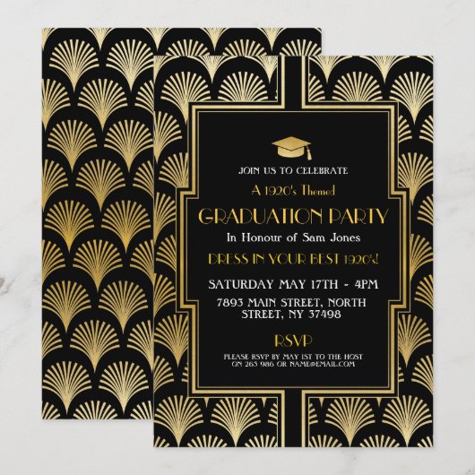 Kunst Deco Afstuderen van 1920 Nodig Gatsby Party  Kaart (Voorkant / Achterkant)