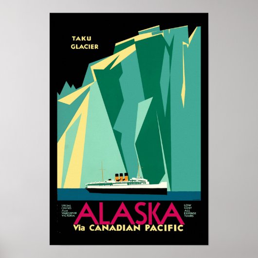 Kunst Deco Alaska Toerisme Reis Poster (Voorkant)
