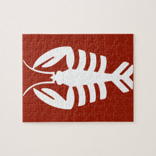 Kunst Deco Animal, Witte Lobster op rood Legpuzzel