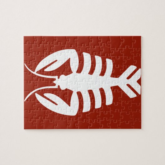 Kunst Deco Animal, Witte Lobster op rood Legpuzzel (Horizontaal)