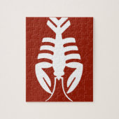 Kunst Deco Animal, Witte Lobster op rood Legpuzzel (Verticaal)