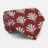 Kunst Deco Beige & White Palmettos Red 1920s Stropdas (Opgerold)