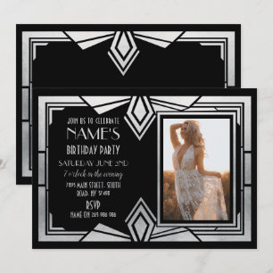 Kunst Deco Birthday Party van 1920 Foto nodigt Gat Kaart
