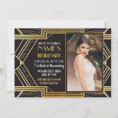 Kunst Deco Birthday Party van 1920 Foto nodigt Gat Kaart (Voorkant)