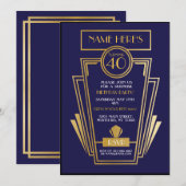 Kunst Deco Birthday uit 1920 Noite Gatsby Party Na Kaart (Voorkant / Achterkant)