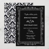  kunst Deco Black en White Wedding Kaart (Voorkant / Achterkant)
