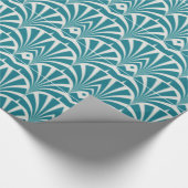 Kunst deco blauwgroen grijze elegante vintage 1920 cadeaupapier (Hoek)