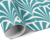 Kunst deco blauwgroen grijze elegante vintage 1920 cadeaupapier (Rol Hoek)