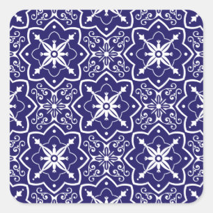  kunst deco Blue met Abstracte geometrie Vierkante Sticker