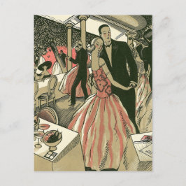  kunst deco bruilding, Pas getrouwd eerste dansdag Aankondigingskaart