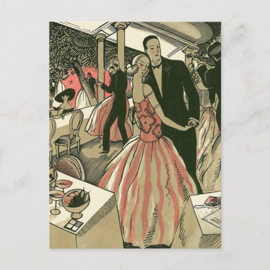  kunst deco bruilding, Pas getrouwd eerste dansdag Aankondigingskaart (Voorkant)