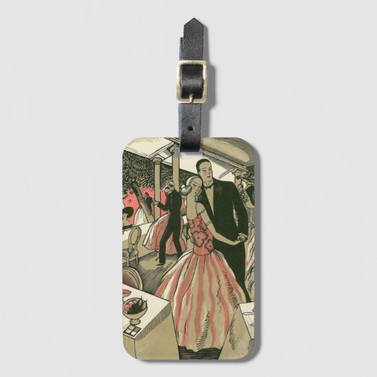  kunst deco bruilding, Pas getrouwd eerste dansdag Bagagelabel (Voorkant (verticaal))