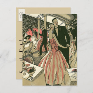  kunst deco bruilding, Pas getrouwd eerste dansdag Briefkaart