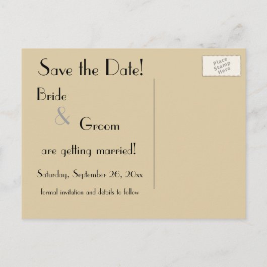 kunst deco bruilding, Pas getrouwd eerste dansdag Briefkaart (Achterkant)