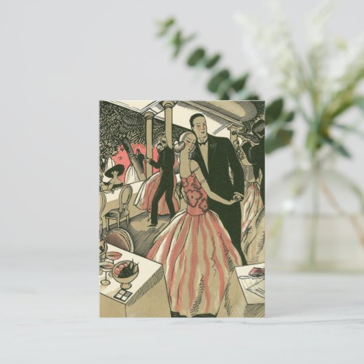 kunst deco bruilding, Pas getrouwd eerste dansdag Briefkaart (Staand voorkant)