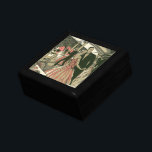 kunst deco bruilding, Pas getrouwd eerste dansdag Cadeaudoosje<br><div class="desc">illustratie liefde en romance kunst deco design met een nieuw echtpaar dat is gekleed in een formeel attire dansen op hun trouwreceptie; de mooie bruid is in een elegante jurk met delicate roze bloemen en de knappe bruine is in een tuxedo-pak.</div>