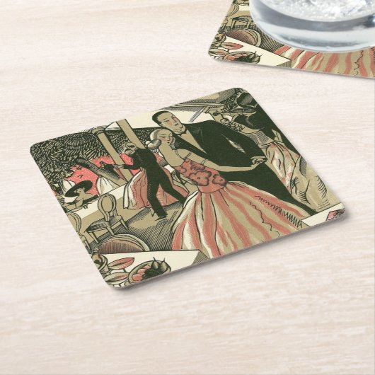 kunst deco bruilding, Pas getrouwd eerste dansdag Kartonnen Onderzetters (Schuin)