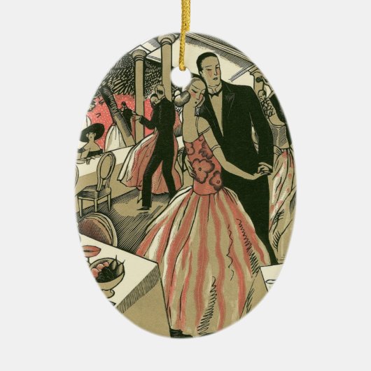  kunst deco bruilding, Pas getrouwd eerste dansdag Keramisch Ornament (Voorkant)