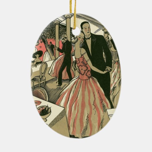  kunst deco bruilding, Pas getrouwd eerste dansdag Keramisch Ornament (Achterkant)