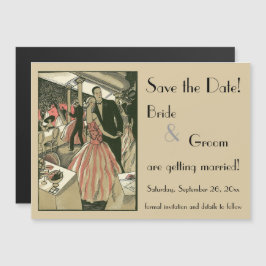  kunst deco bruilding, Pas getrouwd eerste dansdag Magnetische Uitnodiging