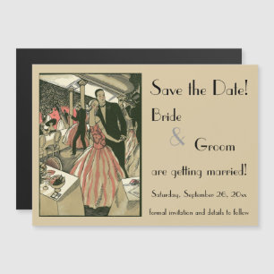 kunst deco bruilding, Pas getrouwd eerste dansdag Magnetische Uitnodiging