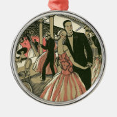  kunst deco bruilding, Pas getrouwd eerste dansdag Metalen Ornament (Voorkant)