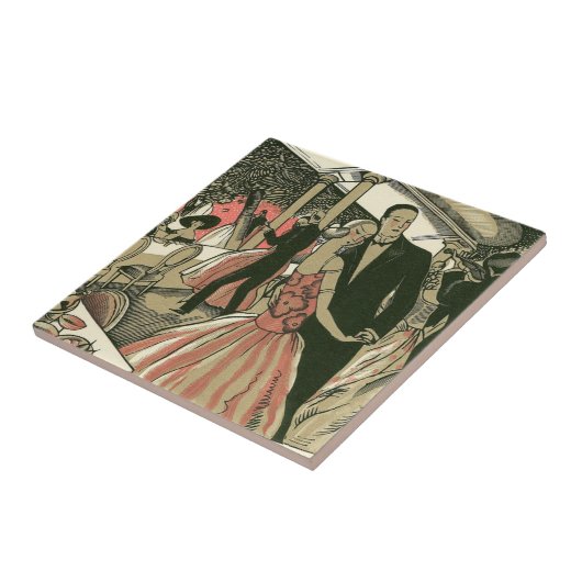  kunst deco bruilding, Pas getrouwd eerste dansdag Tegeltje (Zijkant)