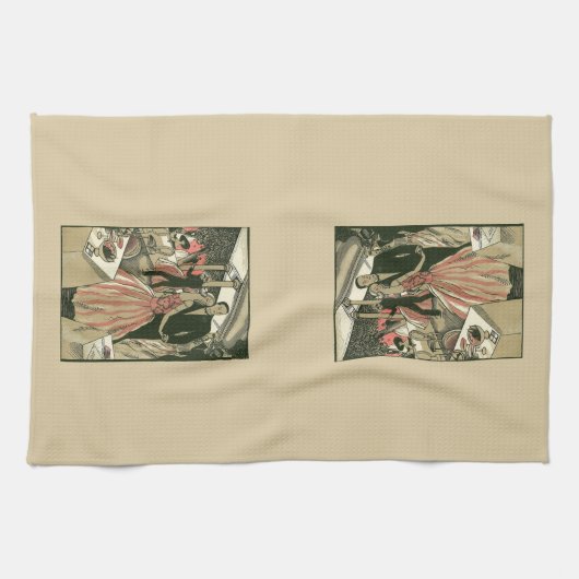  kunst deco bruilding, Pas getrouwd eerste dansdag Theedoek (Horizontaal)