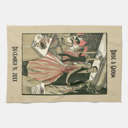  kunst deco bruilding, Pas getrouwd eerste dansdag Theedoek (Horizontaal)