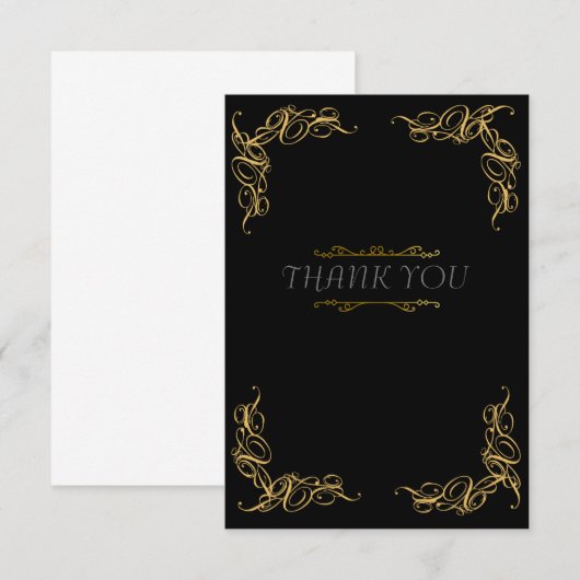Kunst deco bruut zwart goud bedankkaart (Voorkant / Achterkant)
