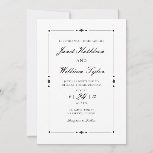  Kunst Deco Classic Wedding Uitnodiging (Voorkant)