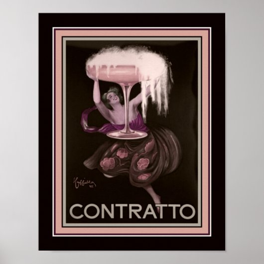 Kunst Deco Contratto Champagne Ad Poster 1930 (Voorkant)