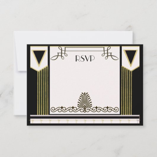  Kunst Deco Couple Formal Wedding RSVP Aangepast (Voorkant)