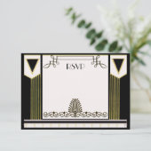  Kunst Deco Couple Formal Wedding RSVP Aangepast (Staand voorkant)
