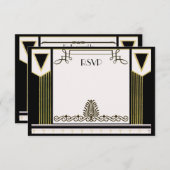  Kunst Deco Couple Formal Wedding RSVP Aangepast (Voorkant / Achterkant)