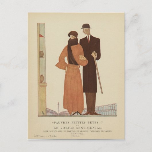 Kunst Deco Couple van 1920 ~ De zintuiglijke reis Briefkaart (Voorkant)
