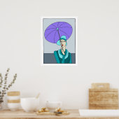 Kunst deco dames mode, blauwe versie 1920 jaren '3 poster (Keuken)