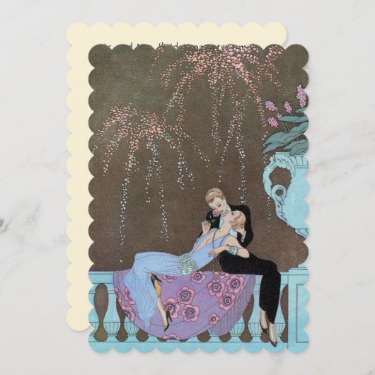 Kunst Deco, de Uitnodiging van het Vuurwerk van d (Voorkant / Achterkant)