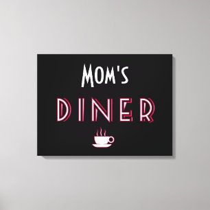 Kunst Deco Diner Sign van mama Canvas Afdruk