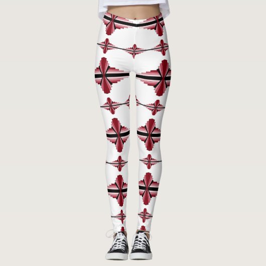 Kunst deco-elementen in crimson-leggings leggings (Voorkant)