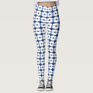 Kunst deco-elementen in diep blauw leggings