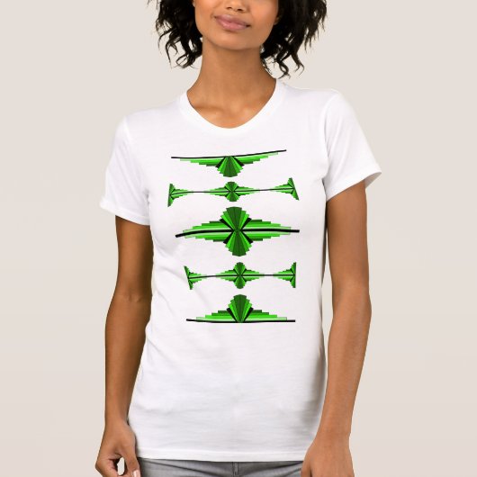 Kunst deco-elementen in diep groen t-shirt (Voorkant)