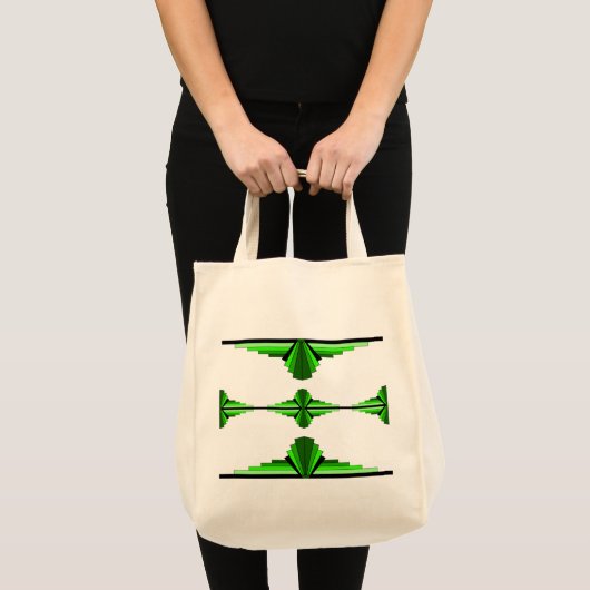 Kunst deco-elementen in diep groen tote bag (Voorkant (product))