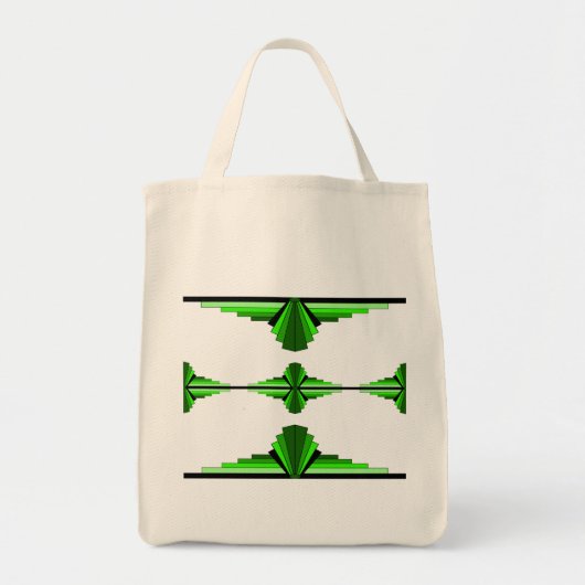 Kunst deco-elementen in diep groen tote bag (Voorkant)