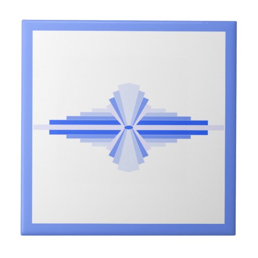 Kunst deco-elementen in rijk blauw tegeltje (Voorkant)