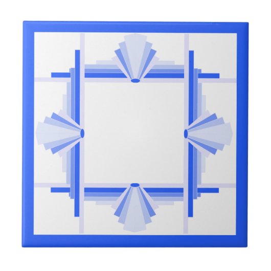 Kunst deco-elementen in rijk blauw tegeltje (Voorkant)