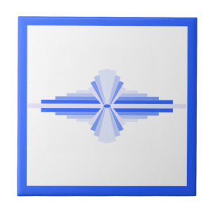 Kunst deco-elementen in rijk blauw tegeltje