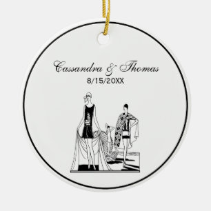  Kunst Deco Fashionable Dames in het strand Keramisch Ornament