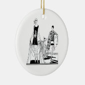 Kunst Deco Fashionable Dames in het strand Keramisch Ornament (Rechts)