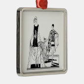  Kunst Deco Fashionable Dames in het strand Metalen Ornament (Rechts)